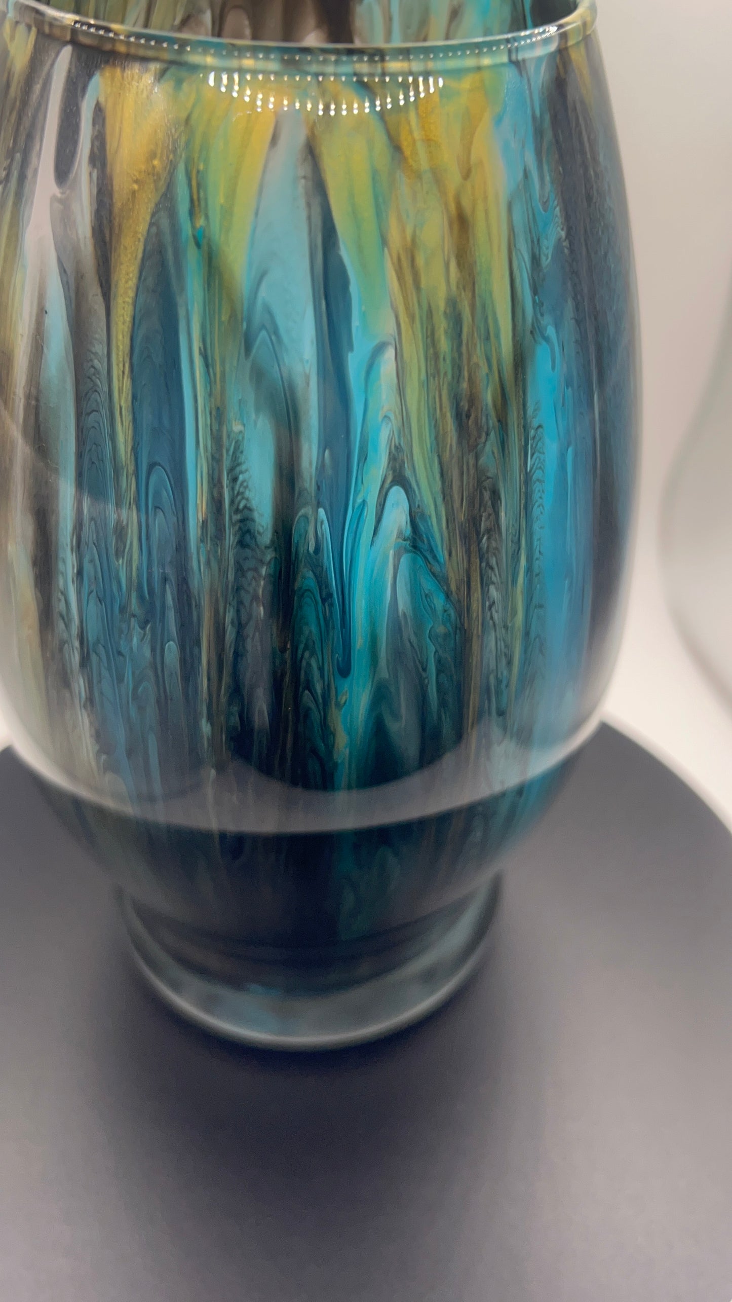 Teal black Mix oval medium vase