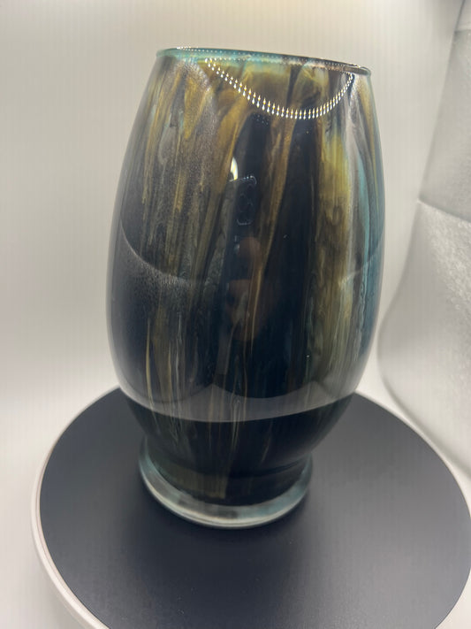 Teal black Mix oval medium vase